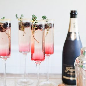 recette de cocktail de champagne au thym pour noël et les fêtes